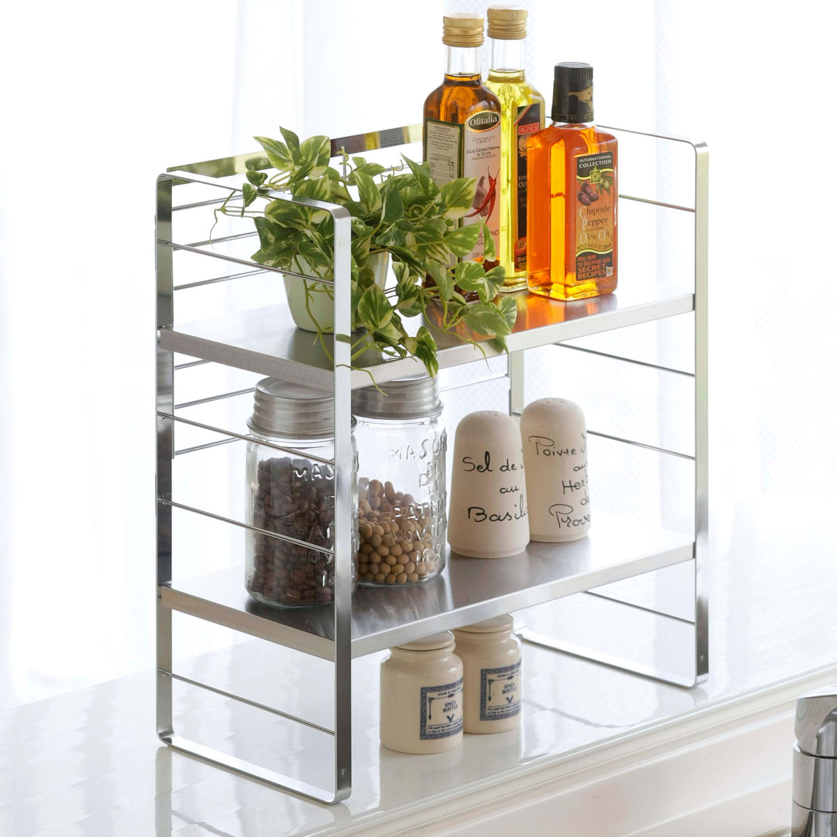 楽天市場】キッチンラック ステンレス棚の出窓シェルフ 幅38cm 日本製