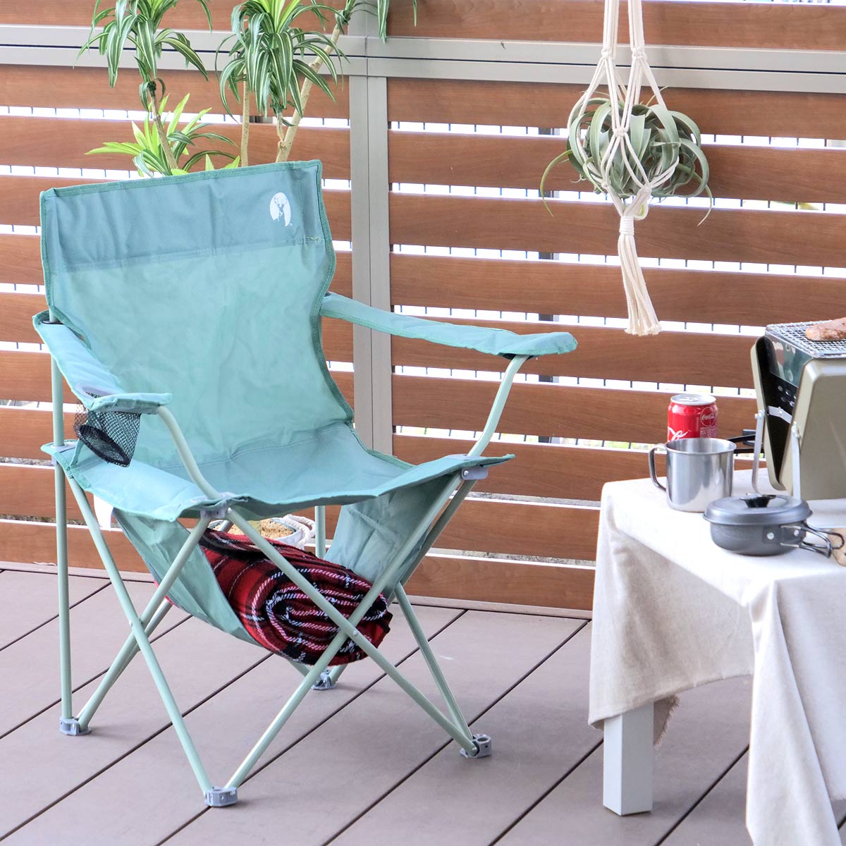 楽天市場】アウトドアチェア 折りたたみ 棚モック付ラウンジチェア