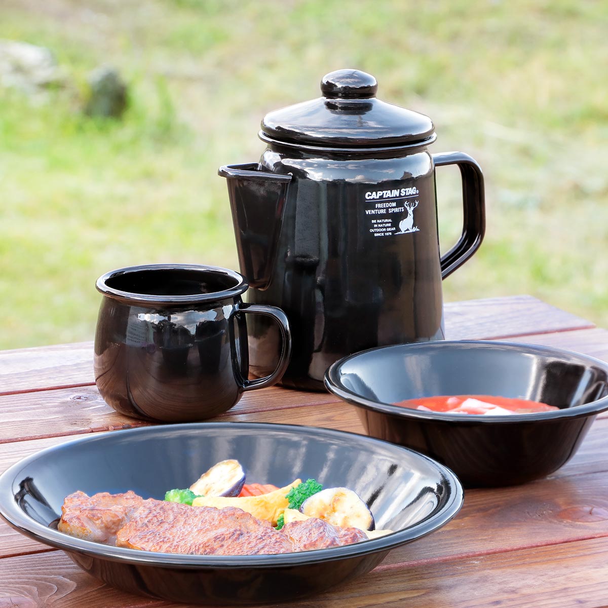 楽天市場】ケットル ホーロー 750ml キャプテンスタッグ ブラック