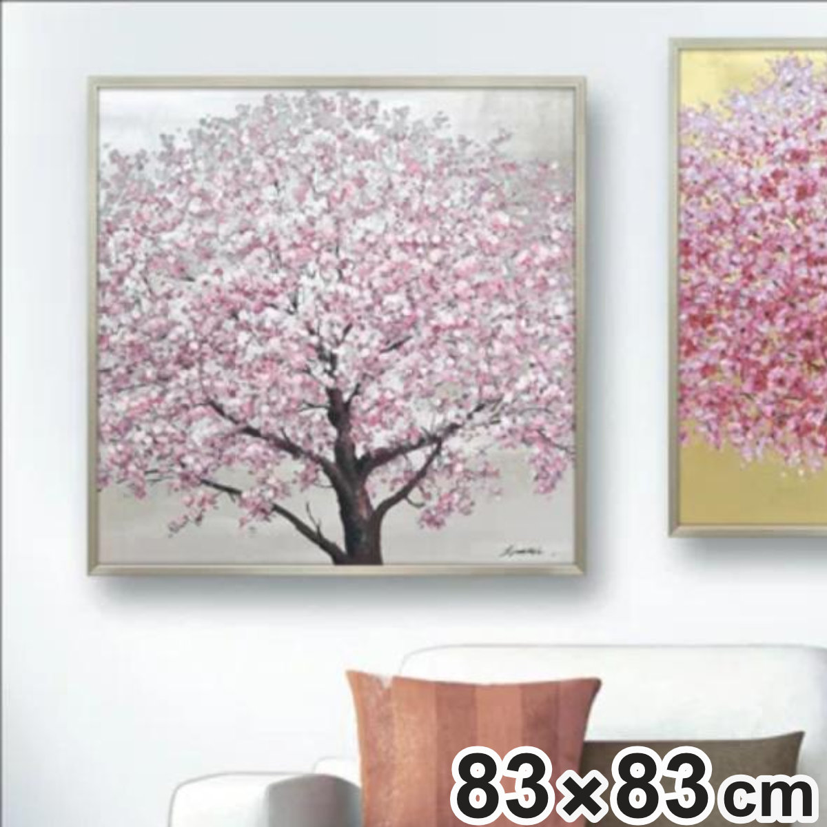 楽天市場】アートパネル オイルペイントアート 『シルバー サクラ』 83