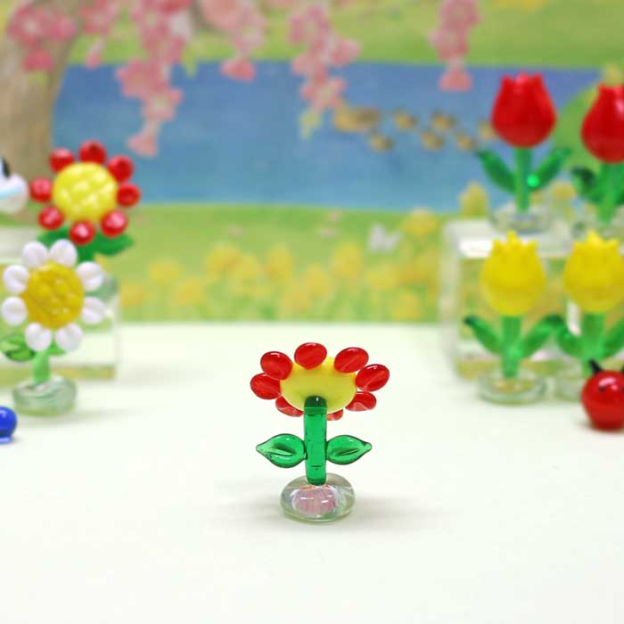 楽天市場】ガラス細工 お花(赤) 花 flower 植物 ミニチュア ガラス細工