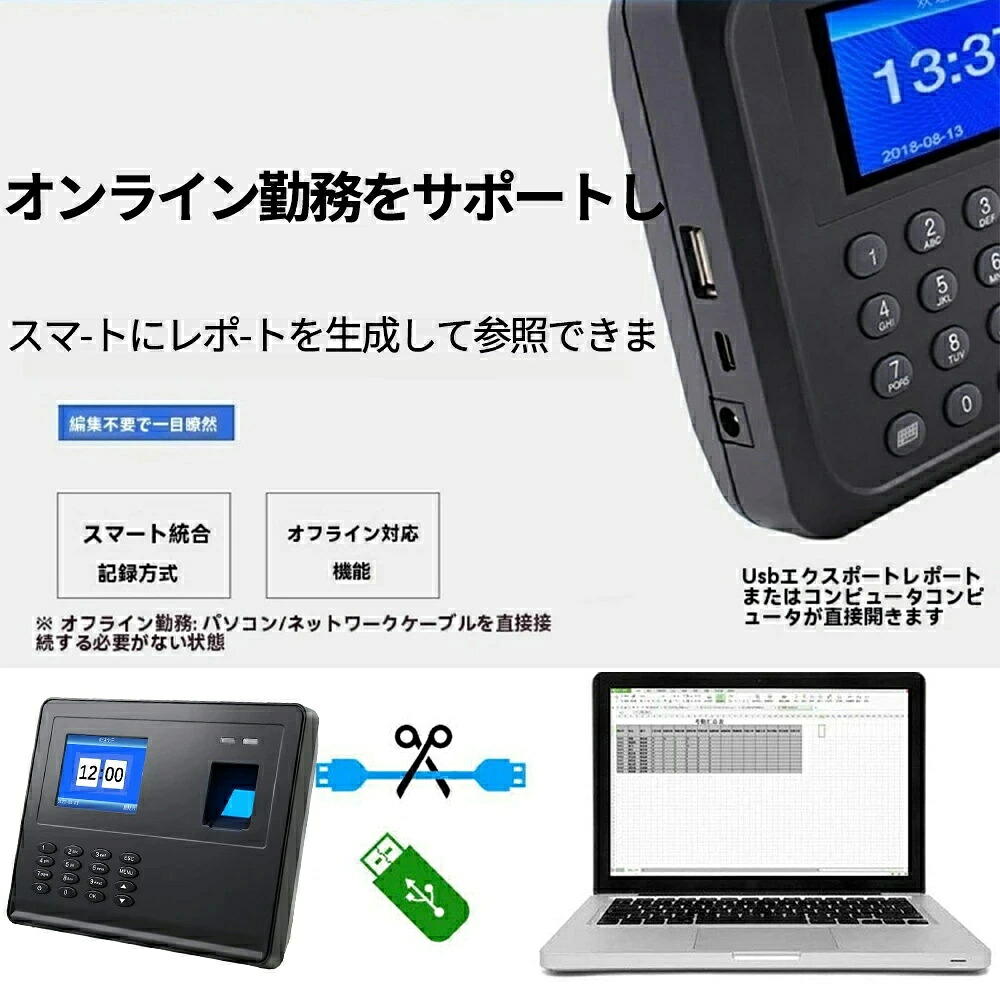 楽天市場】タイムレコーダー 勤怠管理機 指紋認証・ID カード