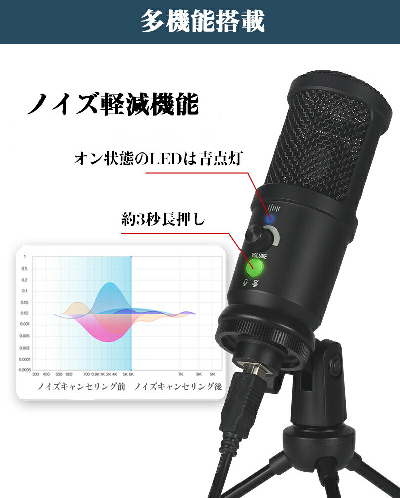 楽天市場】コンデンサーマイク USB マイク 高音質 単一指向性 卓上