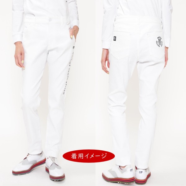 マスターバニー裏地は起毛 MBEロゴ付きホワイト暖パン 楽天市場