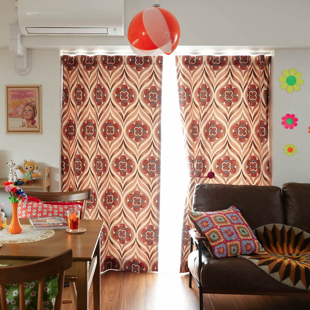 楽天市場】レトロ カーテン レトロインテリア 2級遮光 遮光カーテン