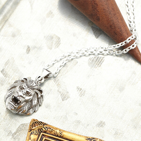 楽天市場】リアルなライオンモチーフメンズシルバーネックレス