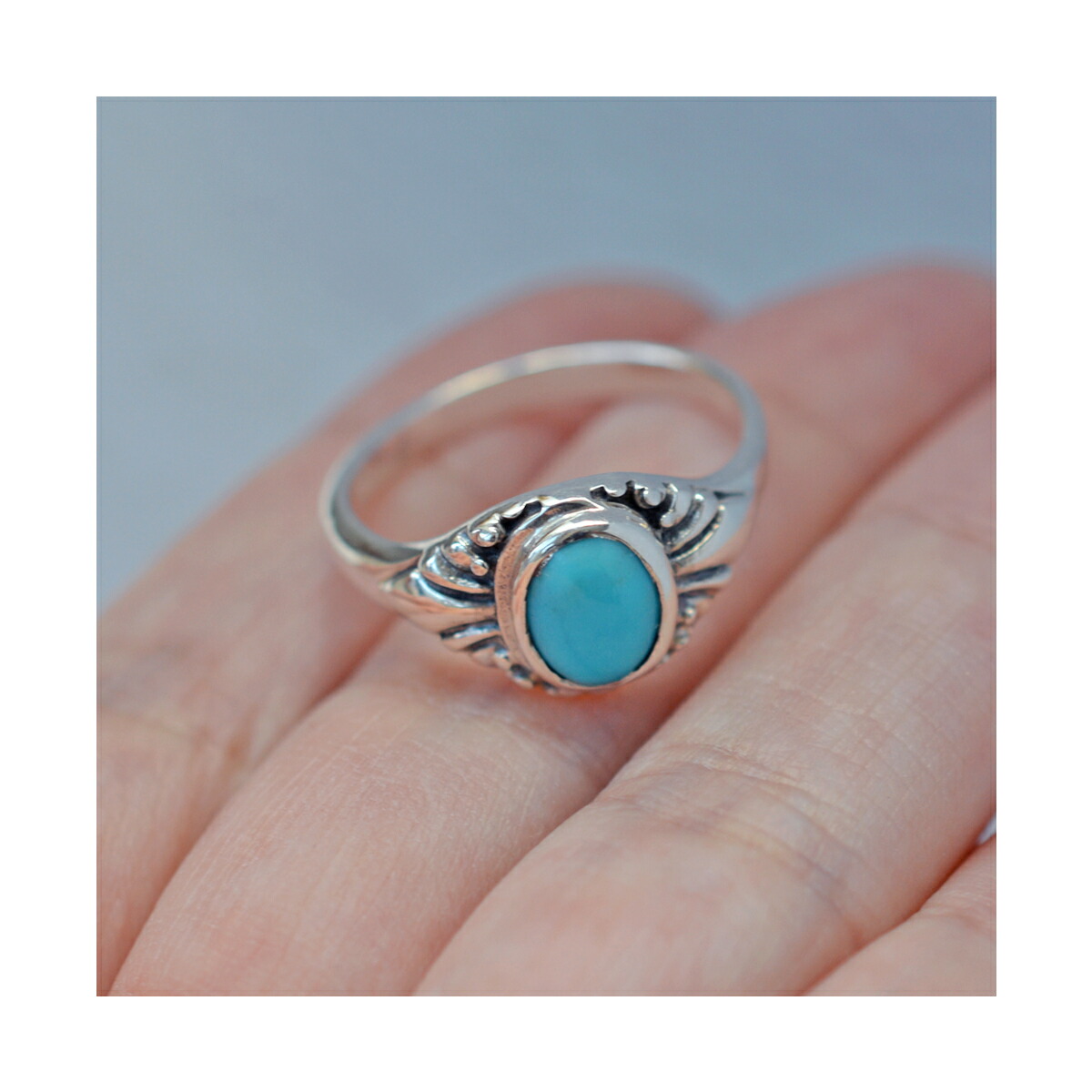 楽天市場】ターコイズ シルバー リング レディース メンズ シルバー925