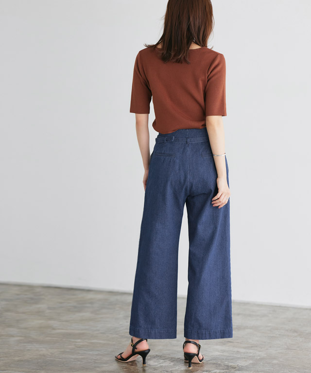 楽天市場】≪アウトレット≫【返品不可】ベルト付きタックデニム