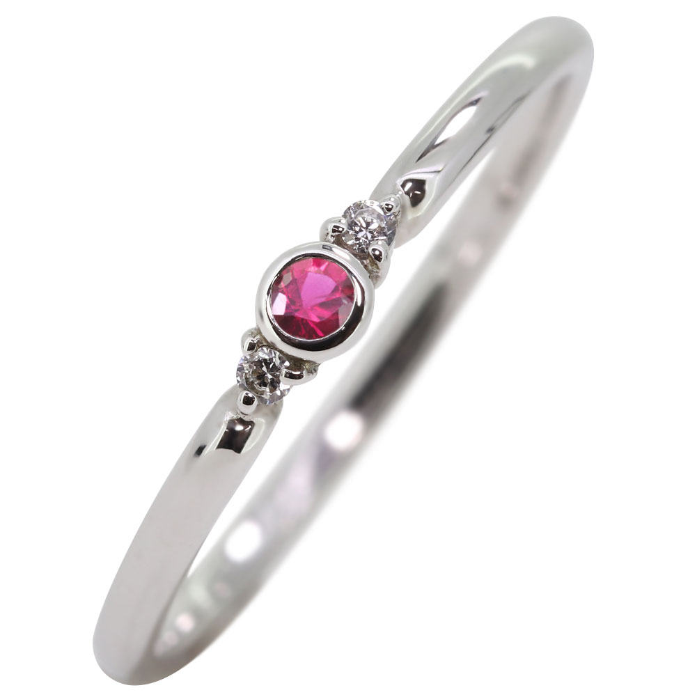 楽天市場】ピンキーリング ルビー シンプル 18k K18 指輪 華奢
