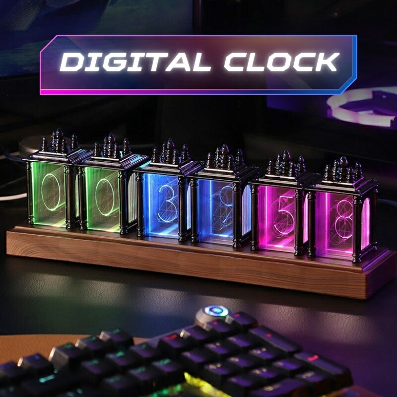 楽天市場】LED ニキシー管風 デジタル時計 置き時計 卓上時計 ネオン