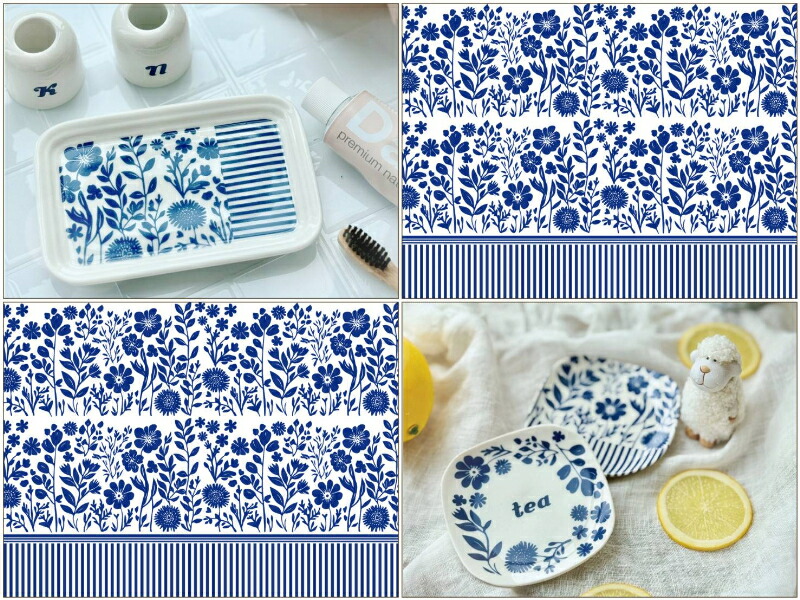 楽天市場】ポーセラーツ 転写紙 【白磁用】ブルーボタニカル転写紙 A4