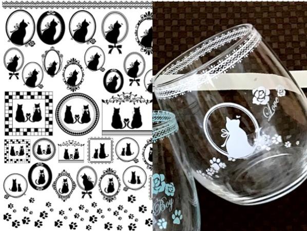 楽天市場】ポーセラーツ 転写紙 【ガラス用】 CAT&フレーム転写紙 猫