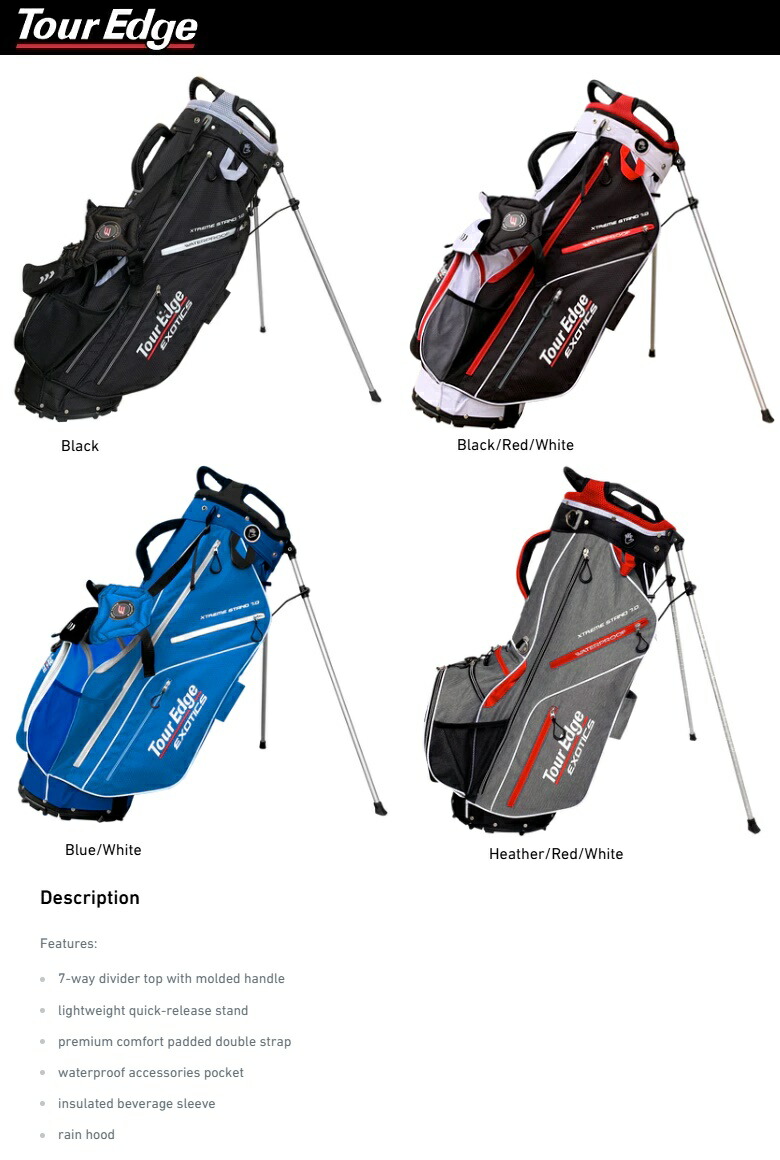 楽天市場】Tour Edge Exotics Xtreme 7.0 Stand Bag ツアーエッジ