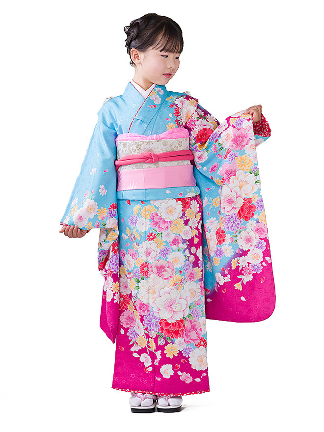 楽天市場】七五三 着物 7歳 水色 フルセット レンタル 式部浪漫