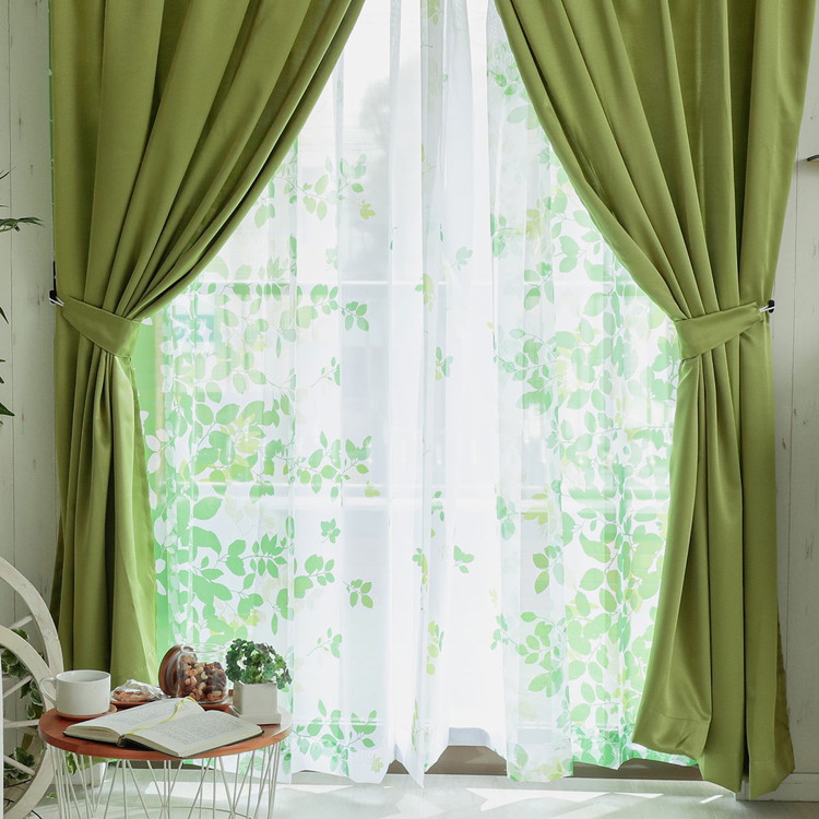 楽天市場】カーテン 4枚セット ブルー グリーン ローズ ネイビー 花柄