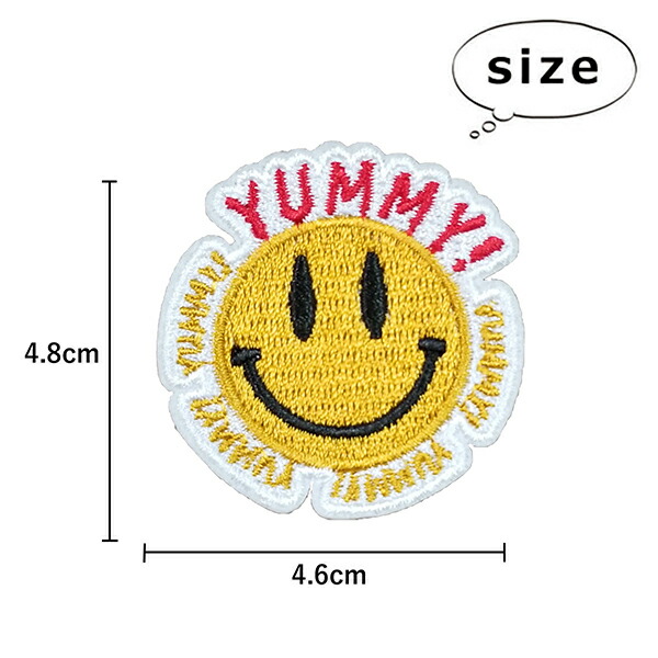楽天市場】ワッペン 刺繍 アイロン接着 縦4.8cm×横4.6cm スマイル