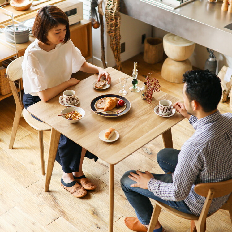 楽天市場】ダイニングテーブル RIVER 正方形 幅80 木製 オーク 無垢