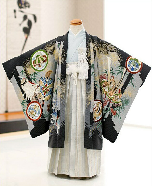 楽天市場】七五三 男の子 着物 レンタル d5185「乙葉」ブランド 黒地に