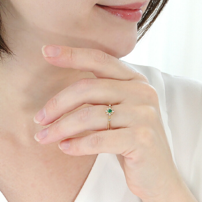 楽天市場】K18YG エメラルド & ダイヤモンドリング【送料無料】【代引