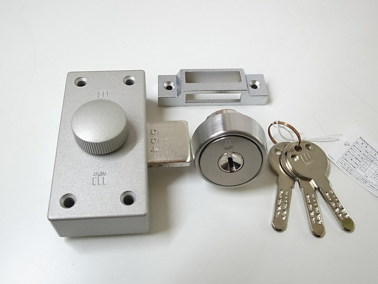 楽天市場】ウェスト 554-R0805-ST 面付補助錠シルバー色ウエスト WEST