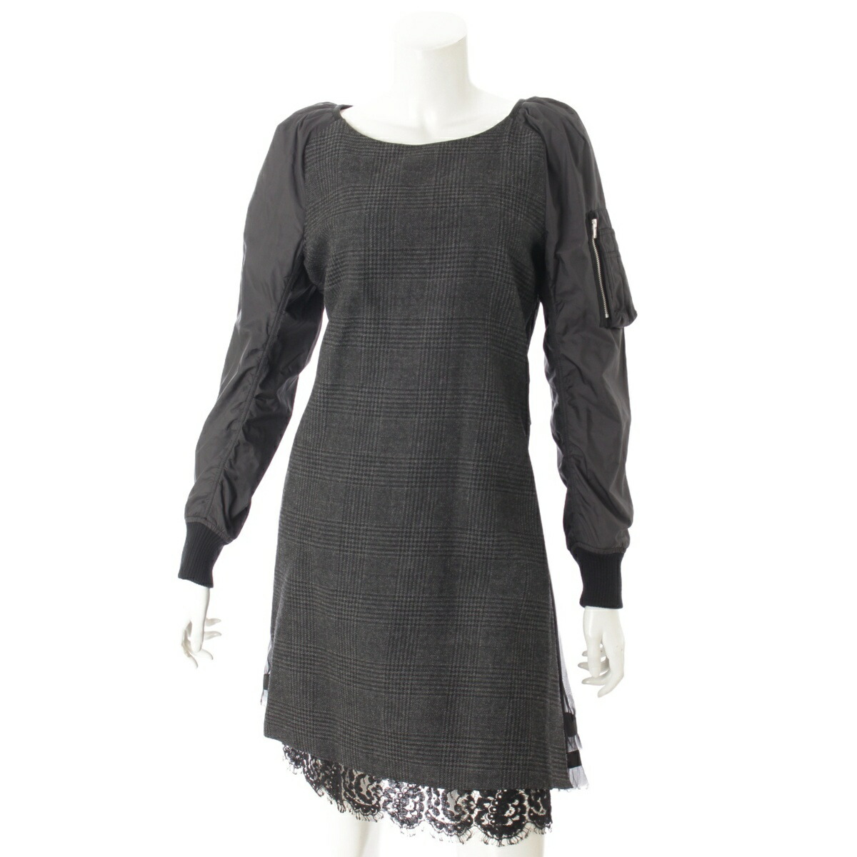 楽天市場】【サカイ】sacai ウール レース グレンチェック ドッキング