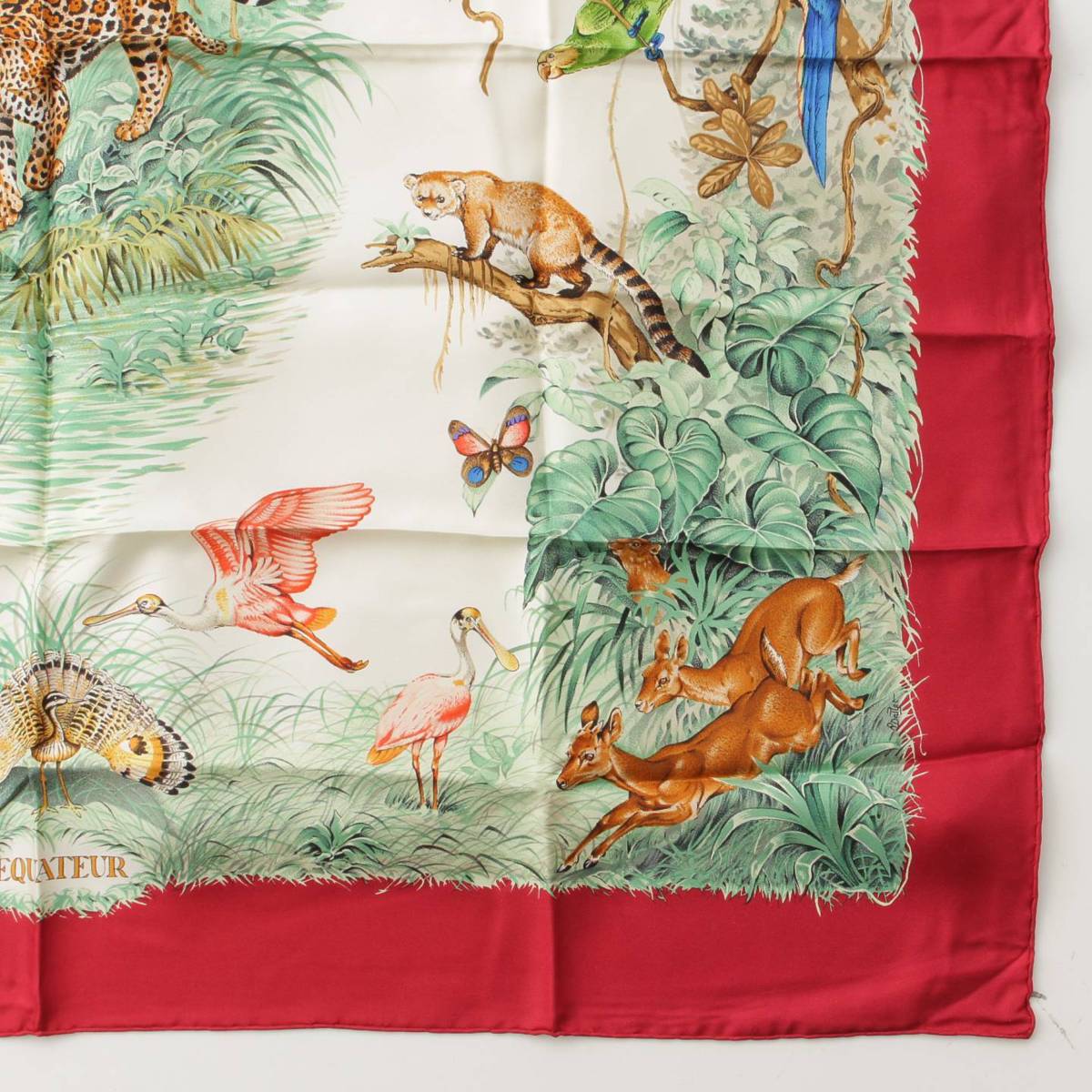 エルメス HERMES シルクスカーフ 花と動物のモチーフ エルメス HERMES