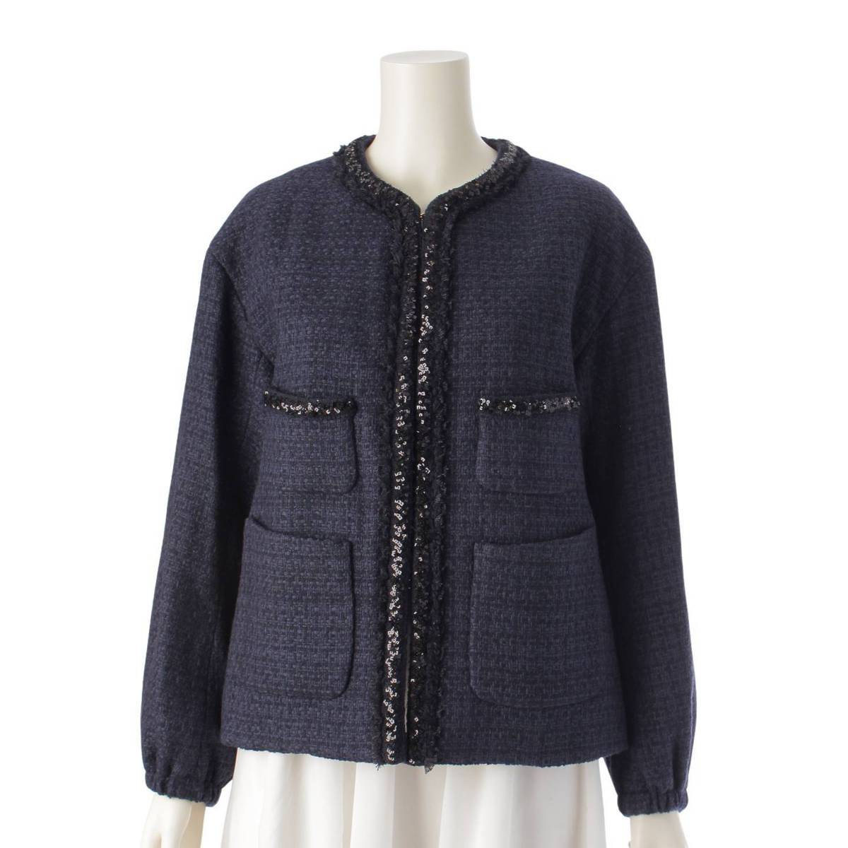 楽天市場】【ドゥロワー】DRAWER ツイード フリンジ スパンコール ノー