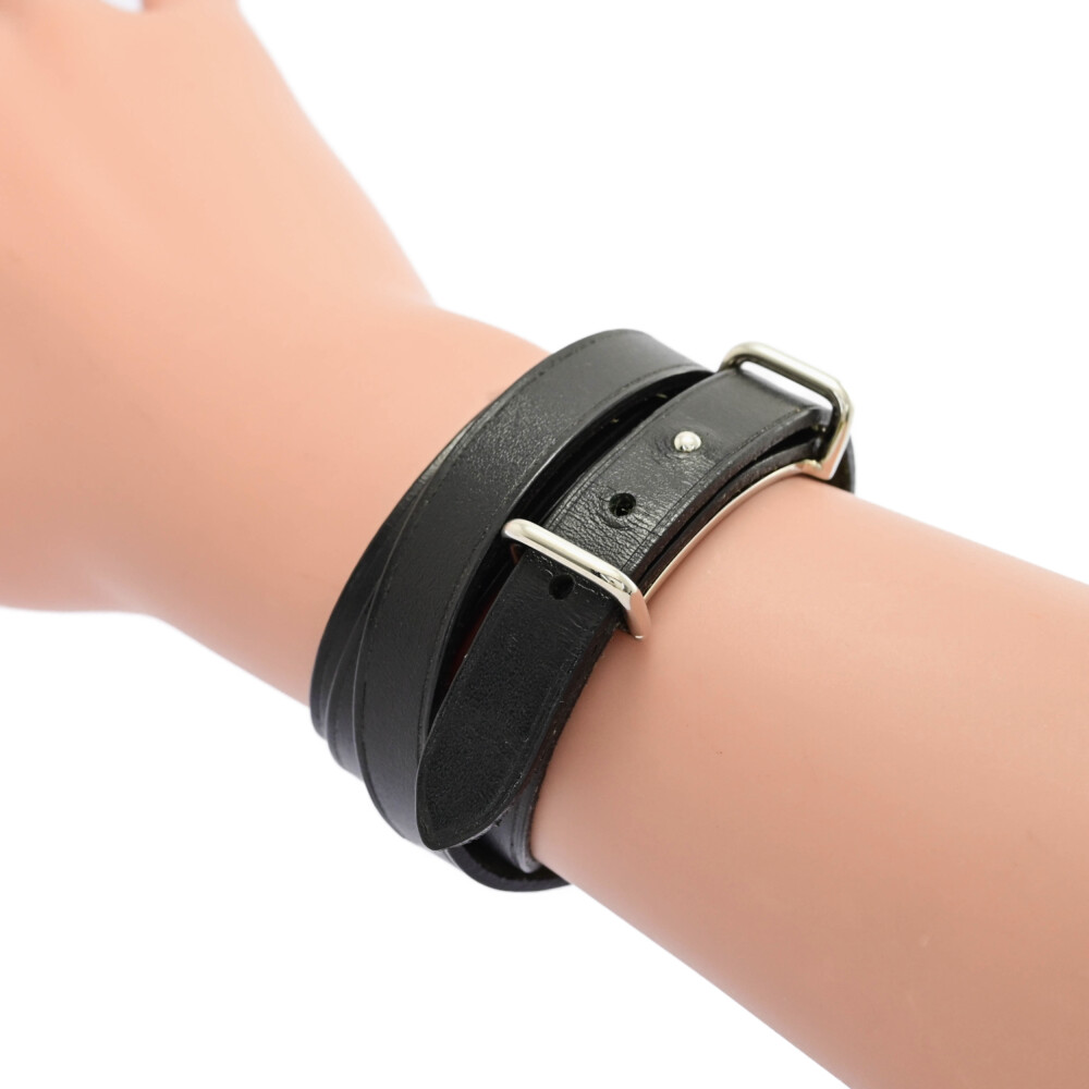 楽天市場】HERMES エルメス アピ2ロング レザー ブレスレット シルバー