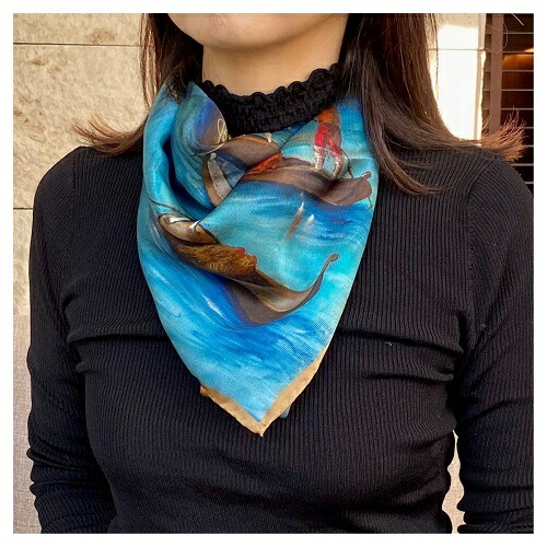 楽天市場】シルクスカーフ 大判 シルク100% 90 正方形 薄地 軽い