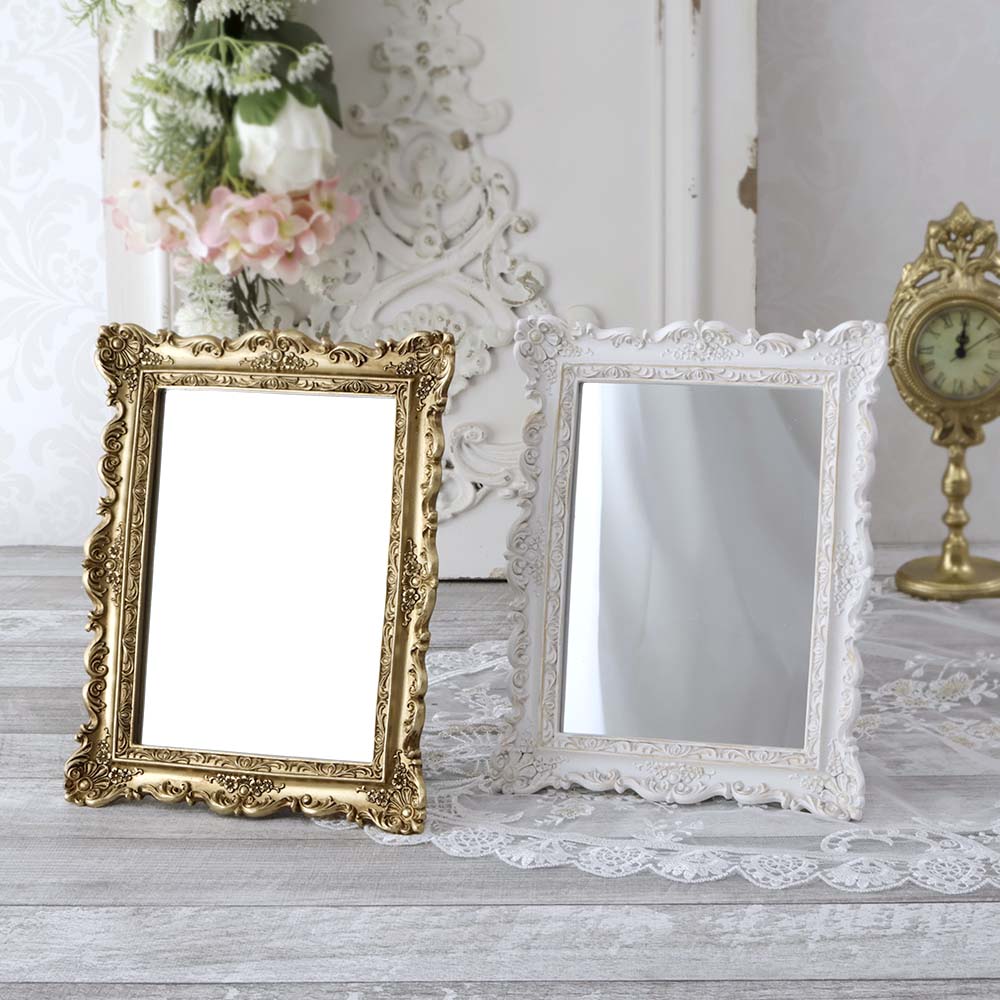 楽天市場】バロックスタンドミラー ゴールド ホワイト 鏡 壁掛け