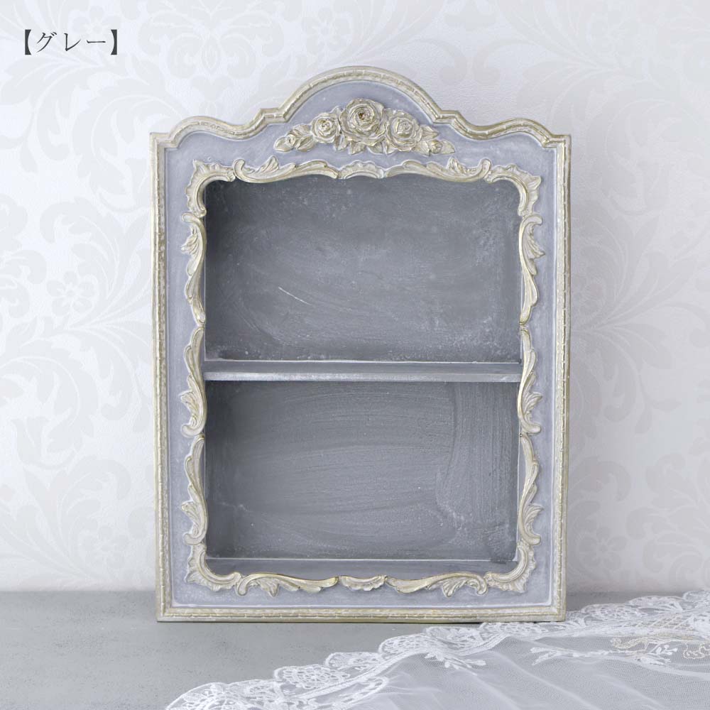 楽天市場】クラシカル ウォールシェルフ シャビー ホワイト グレー