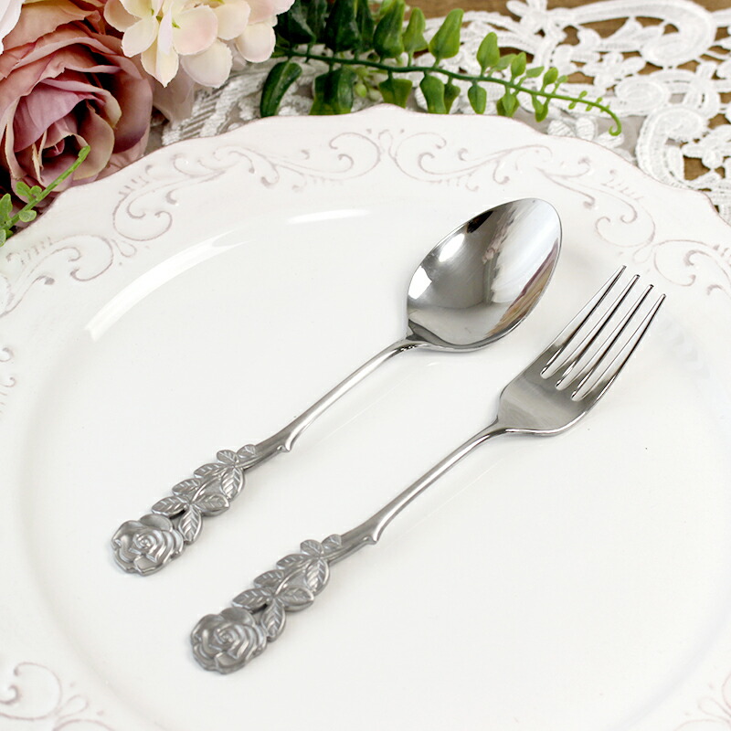 楽天市場】デザートスプーン デザートフォーク ローズカトラリー