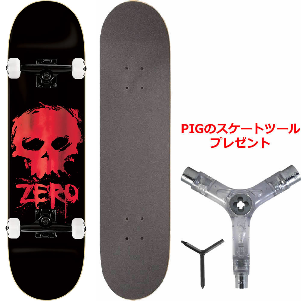 ZERO スケートボード 赤黒グラフィック コンプリート Amazon | Zero Skateboards ユース 3 Skull Blood Complete 7.5インチ