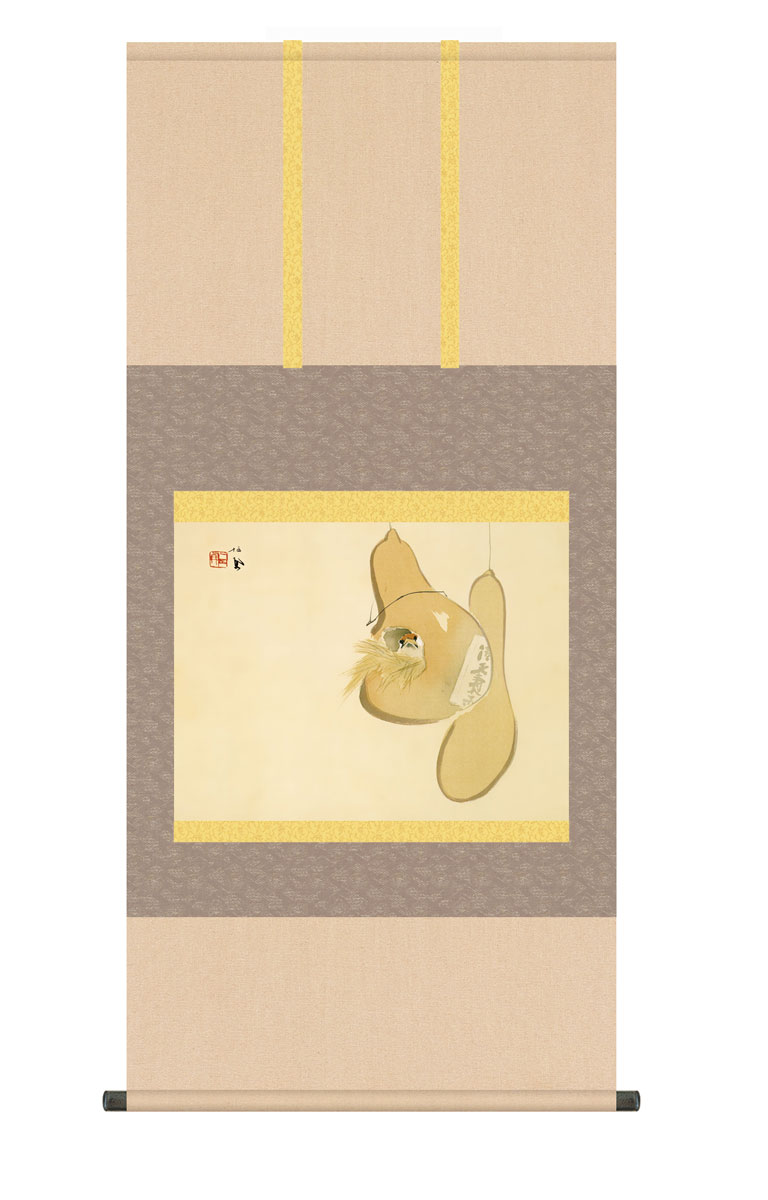 楽天市場】掛け軸 掛軸 すずめのお宿 すずめのおやど 幅54.5×高さ約