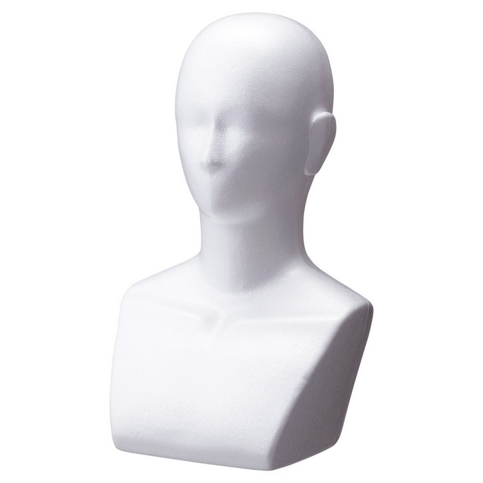 楽天市場】胸付きマネキンヘッド顔有り(発泡)白マスクのディスプレイに