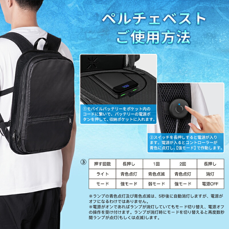 楽天市場】ペルチェベスト 冷却ベスト 冷感ベスト ペルチェ 30000mAh