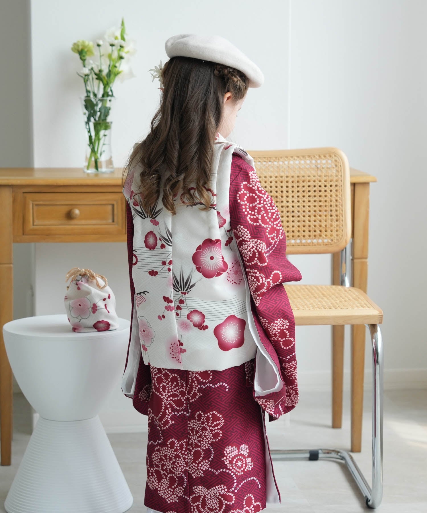 utatane｜ひよこ商店 七五三 着物 3歳 女の子 被布セット 元禄梅模様