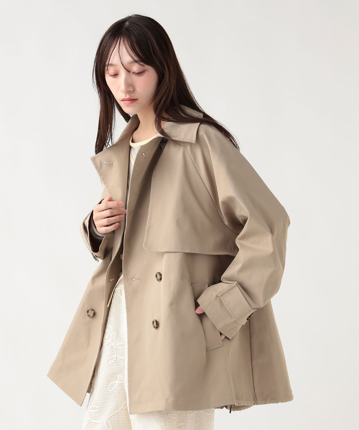 BEAMS HEART｜【手洗い可】ダブル ブレスト ミドル トレンチコート