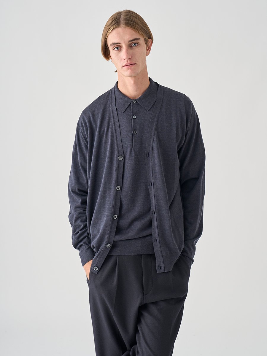 JOHN SMEDLEY｜Vネック長袖ニットカーディガン | HALIN | 30G MODERN