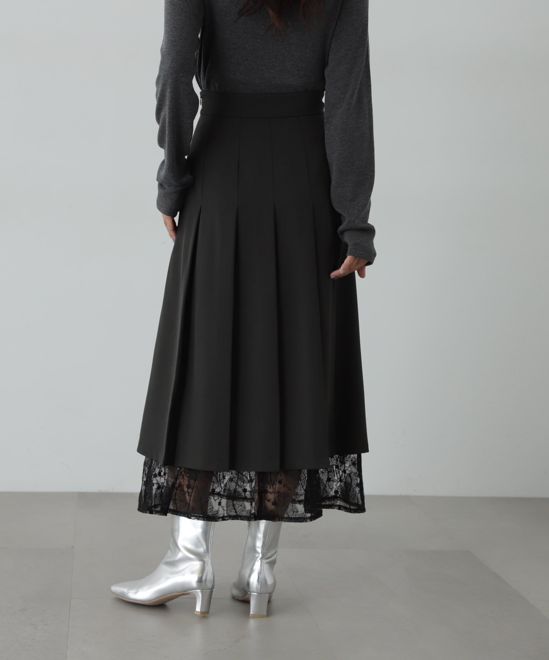 N. Natural Beauty Basic*｜レースレイヤードプリーツスカート