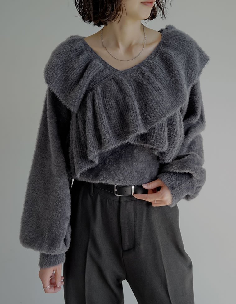 Re:EDIT｜クロスフリルニットプルオーバー | Rakuten Fashion(楽天