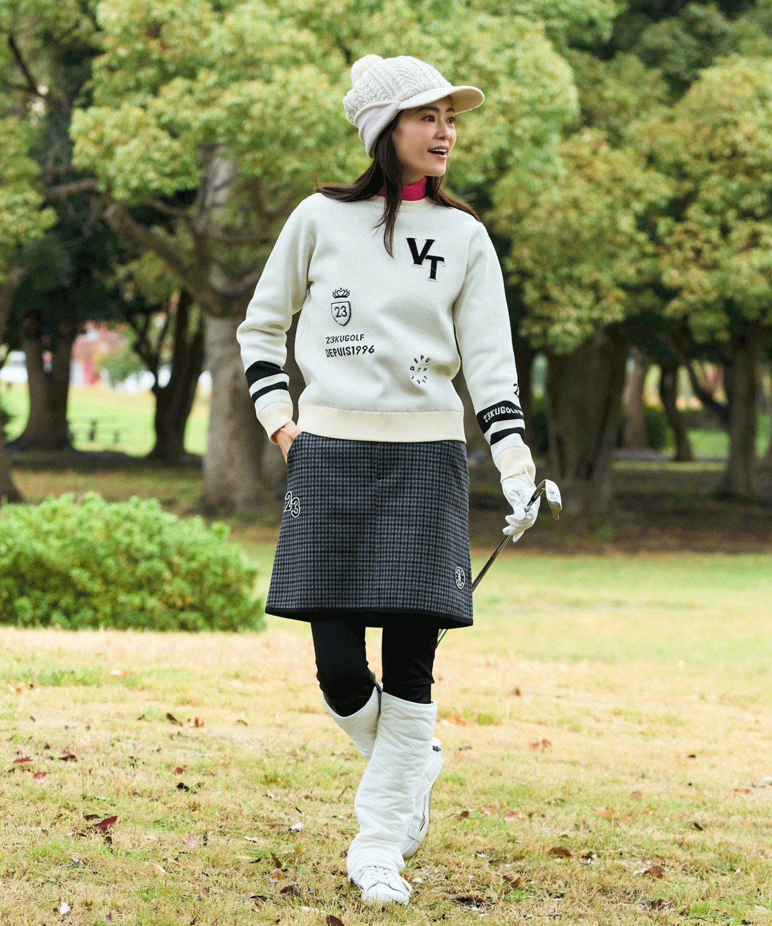 23区GOLF｜【WOMEN】【ウォッシャブル】グラフィックダブルジャガード