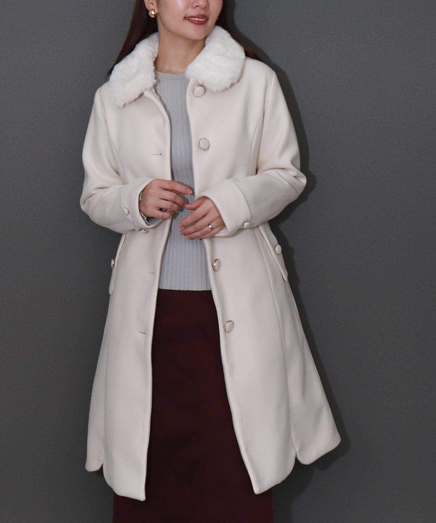 libelle more｜エコファー衿付きエレガンスロングコート | Rakuten