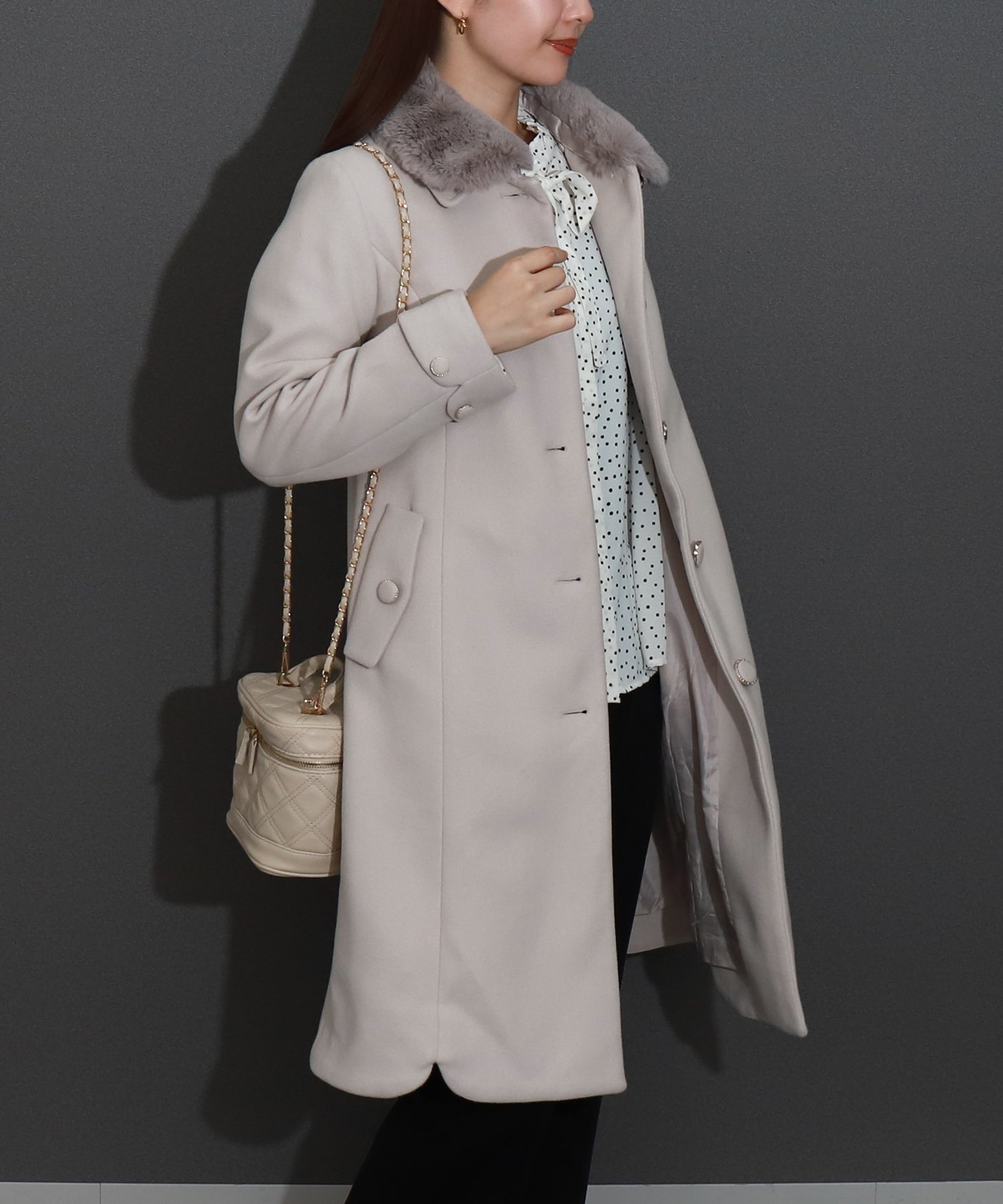 libelle more｜エコファー衿付きエレガンスロングコート | Rakuten