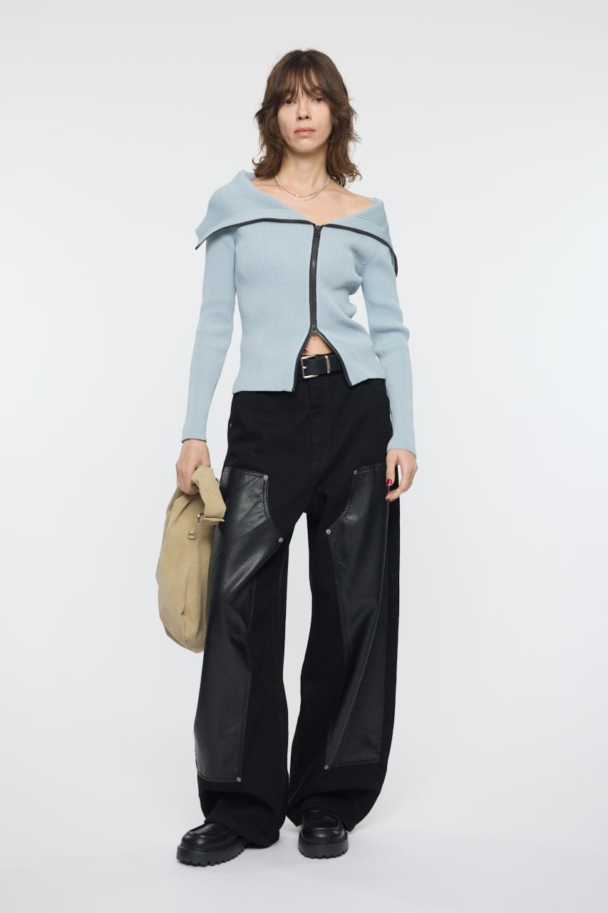 moussy｜BIG COLLAR ZIP UP ニットトップス | Rakuten Fashion(楽天