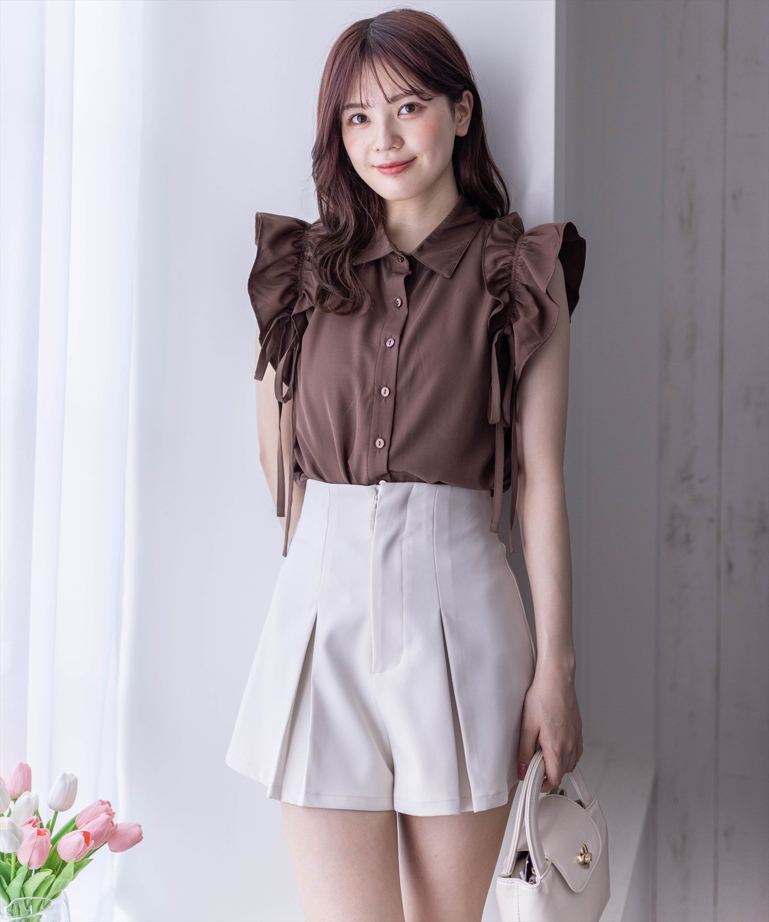 clear｜リボン付きフリルノースリーブブラウス | Rakuten Fashion(楽天