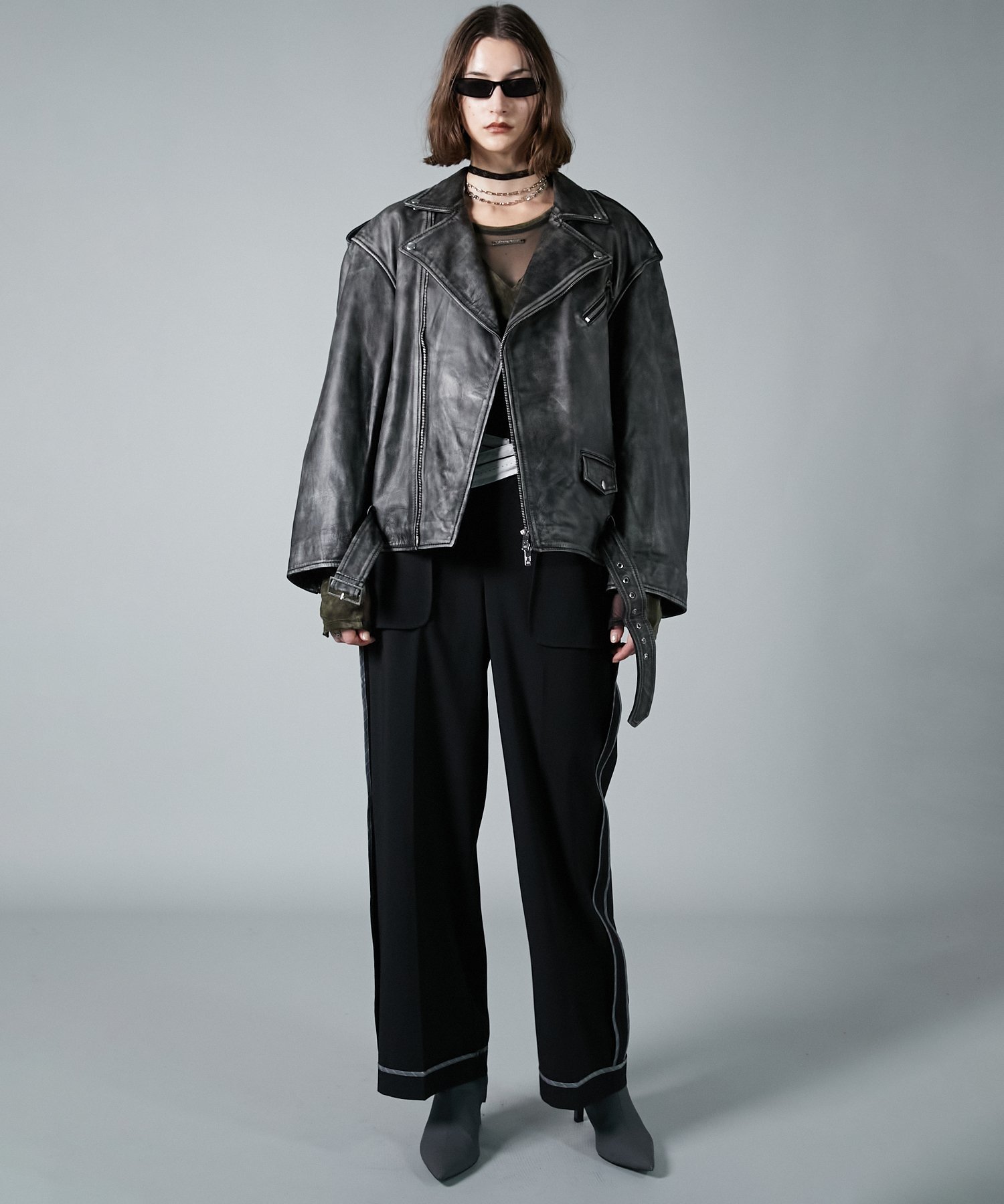 PRANK PROJECT｜ラブオフCOWクラッシュレザーライダースジャケット