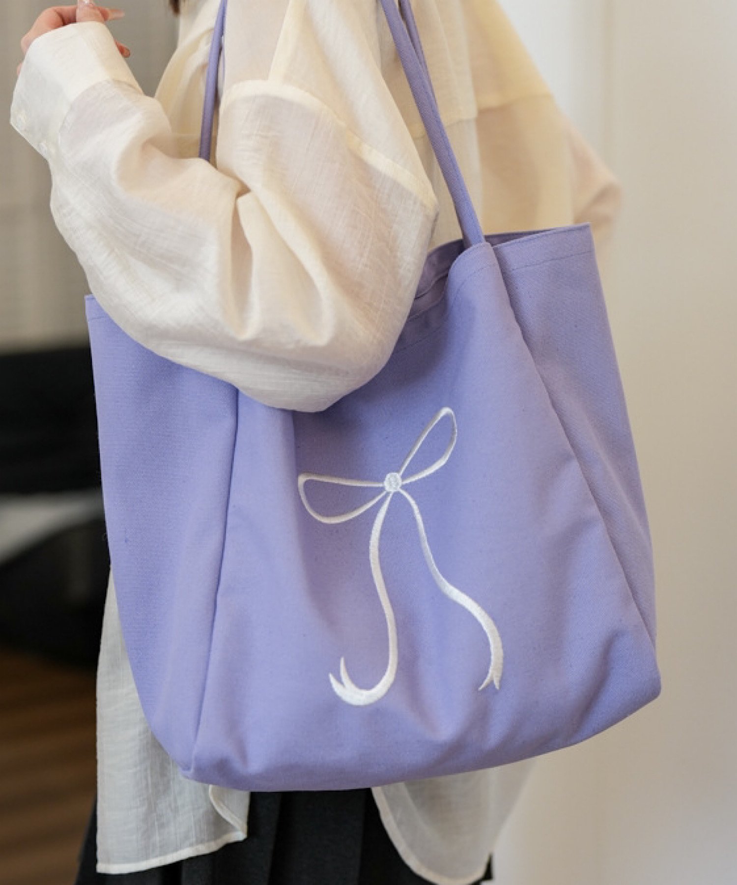 mignon trefle Room403 selected｜Liaa/(W)リボン刺繍 トートバッグ