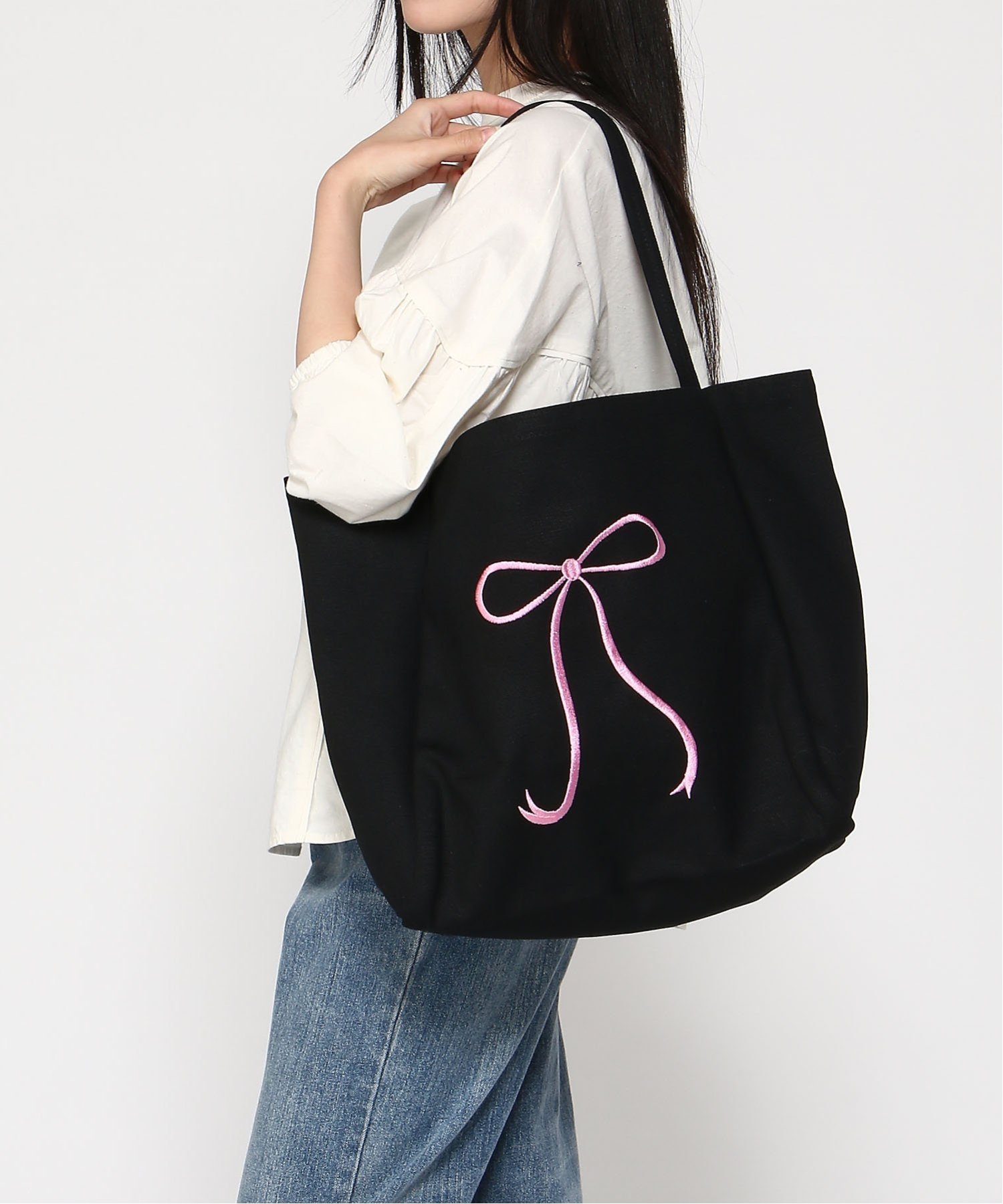 mignon trefle Room403 selected｜Liaa/(W)リボン刺繍 トートバッグ