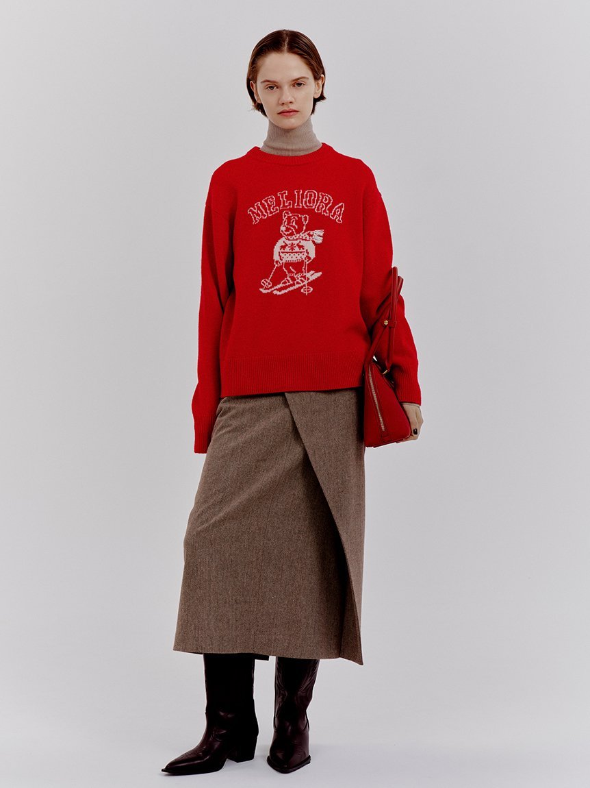 Mila Owen｜MILAOクルーネックジャガードニット | Rakuten Fashion